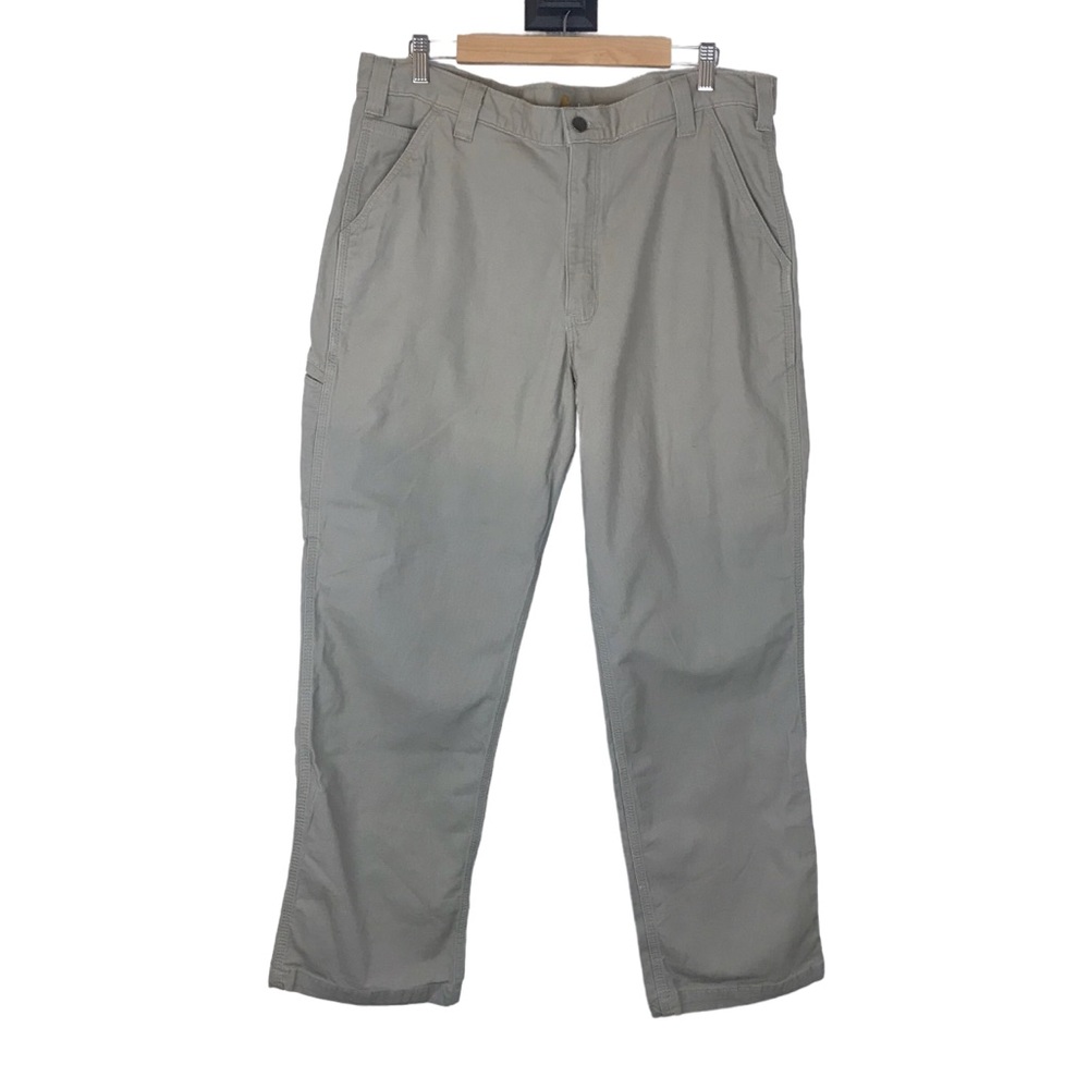 Carhartt Mens 38 x 30 Work Pants Rugged Flex Relaxed Fit Canvas Rigby Beige